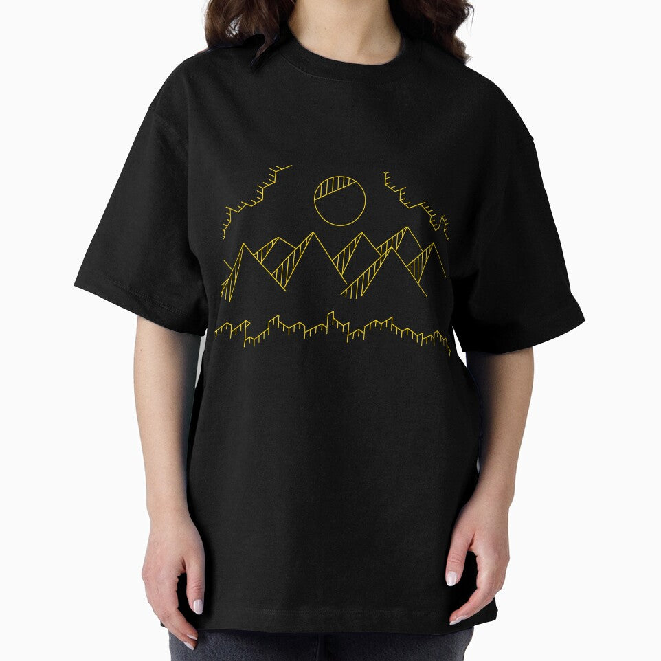 Mountain Geometry with Moon/Sun yellow by CreativeSpiral
