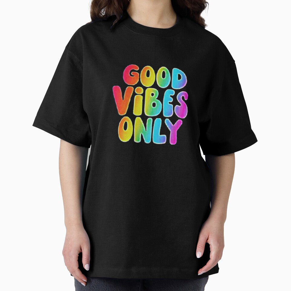 Good Vibes Only Rainbow Bubble Text by DeadpanThreads