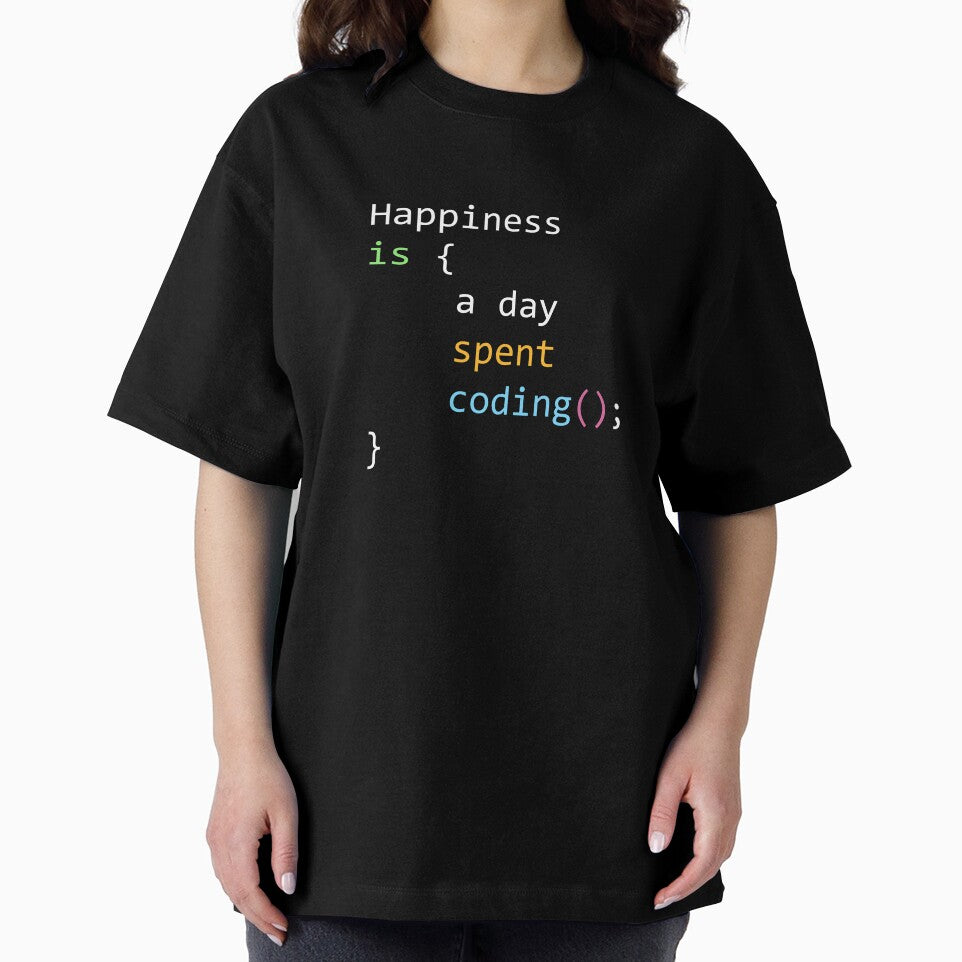 Happiness is a day spent coding - funny quote for software developers in C, C++, Java, Python code style by TalesOfScience
