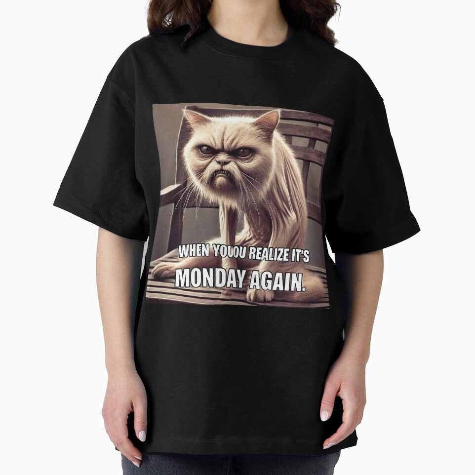 Cursed Cat Meme - When You Realize It’s Monday Again by CatmemesArt