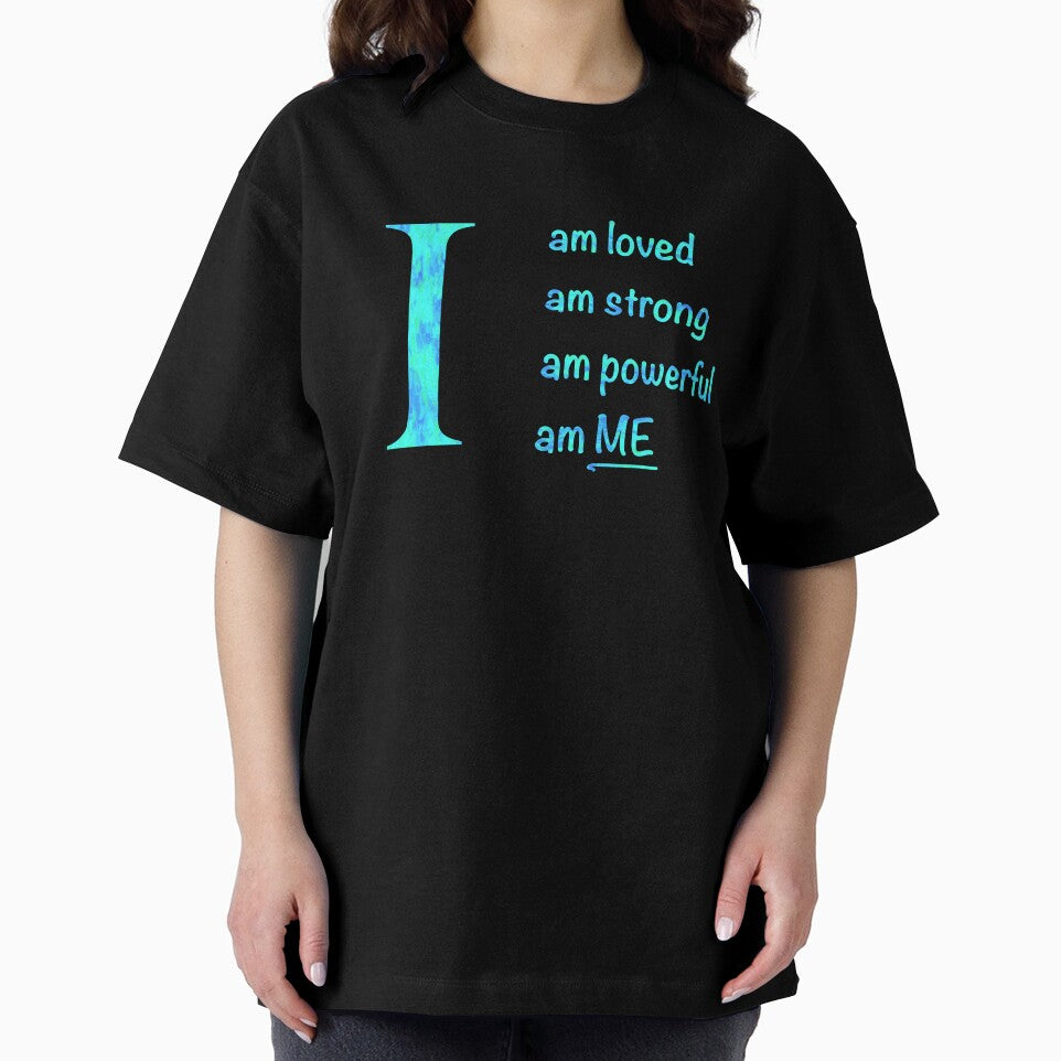 I am... loved, strong, powerful, ME. Blue text by ClearAndHappy