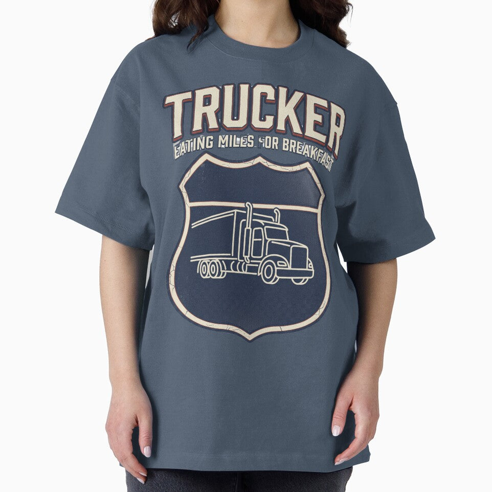 Trucker Eating Miles for Breakfast Retro by Proud Threads