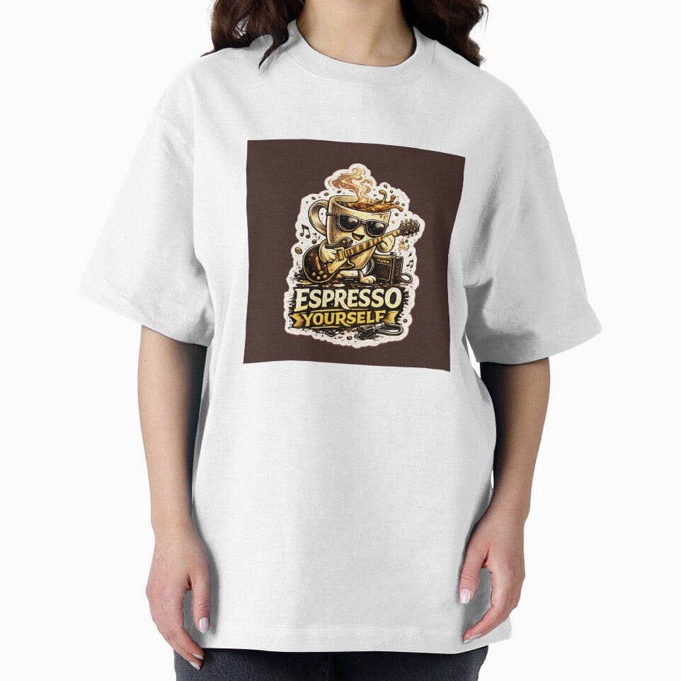 Espresso Yourself Funny Coffee Guitar T-Shirt | Coffee Lover Design by Kinjaljoshi9999