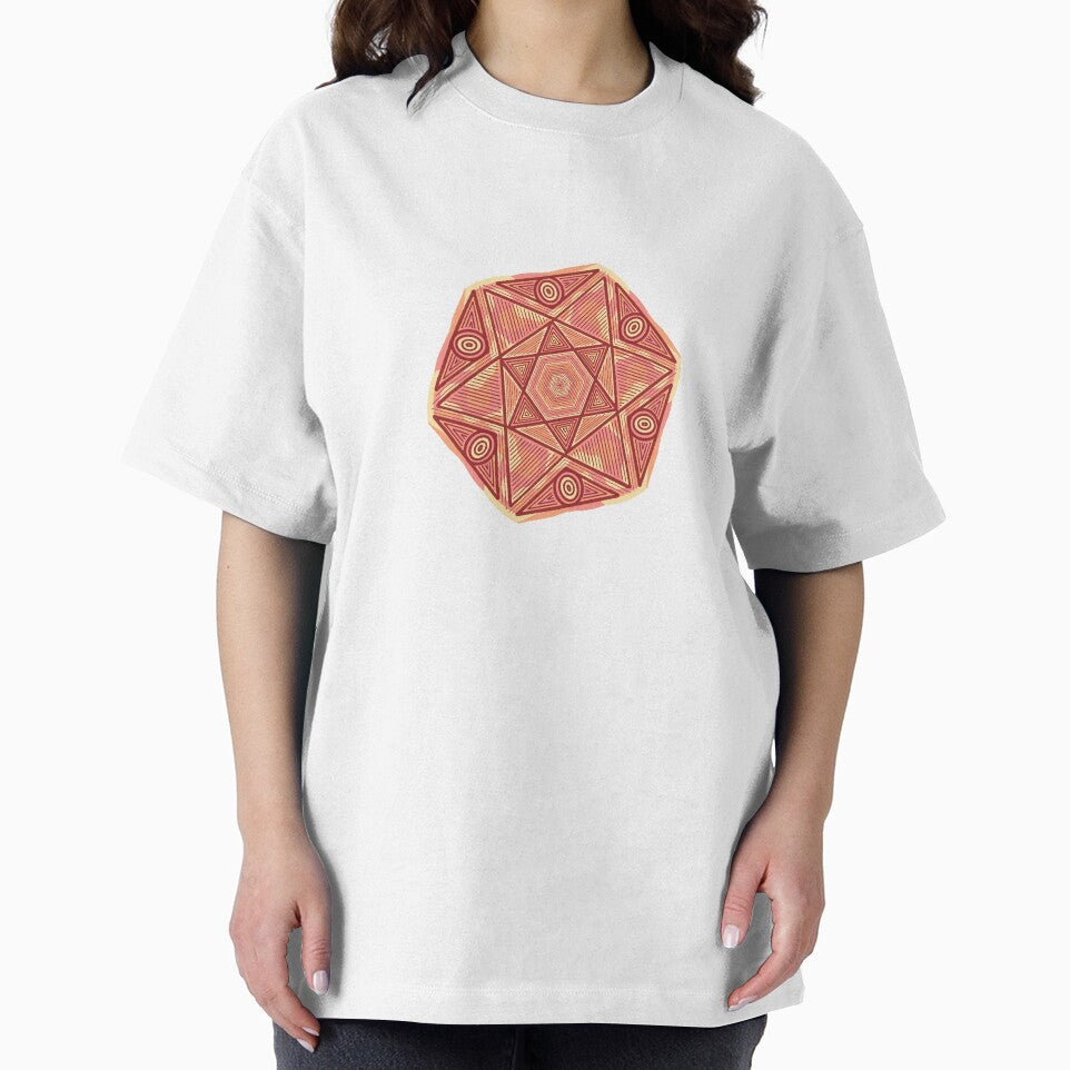 Terracotta Geometric Sunburst - Abstract Linear Star Mandala by RareSquareBearArts