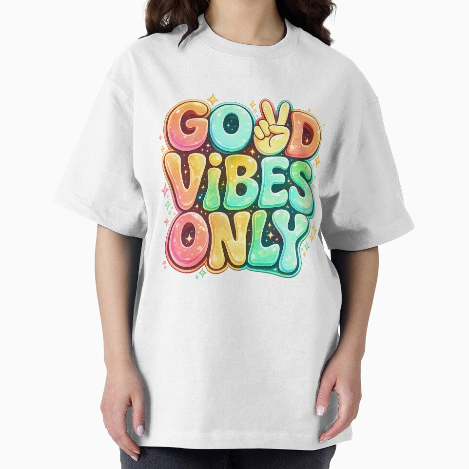Good Vibes Only Anime Typography T-Shirt by afr-saad