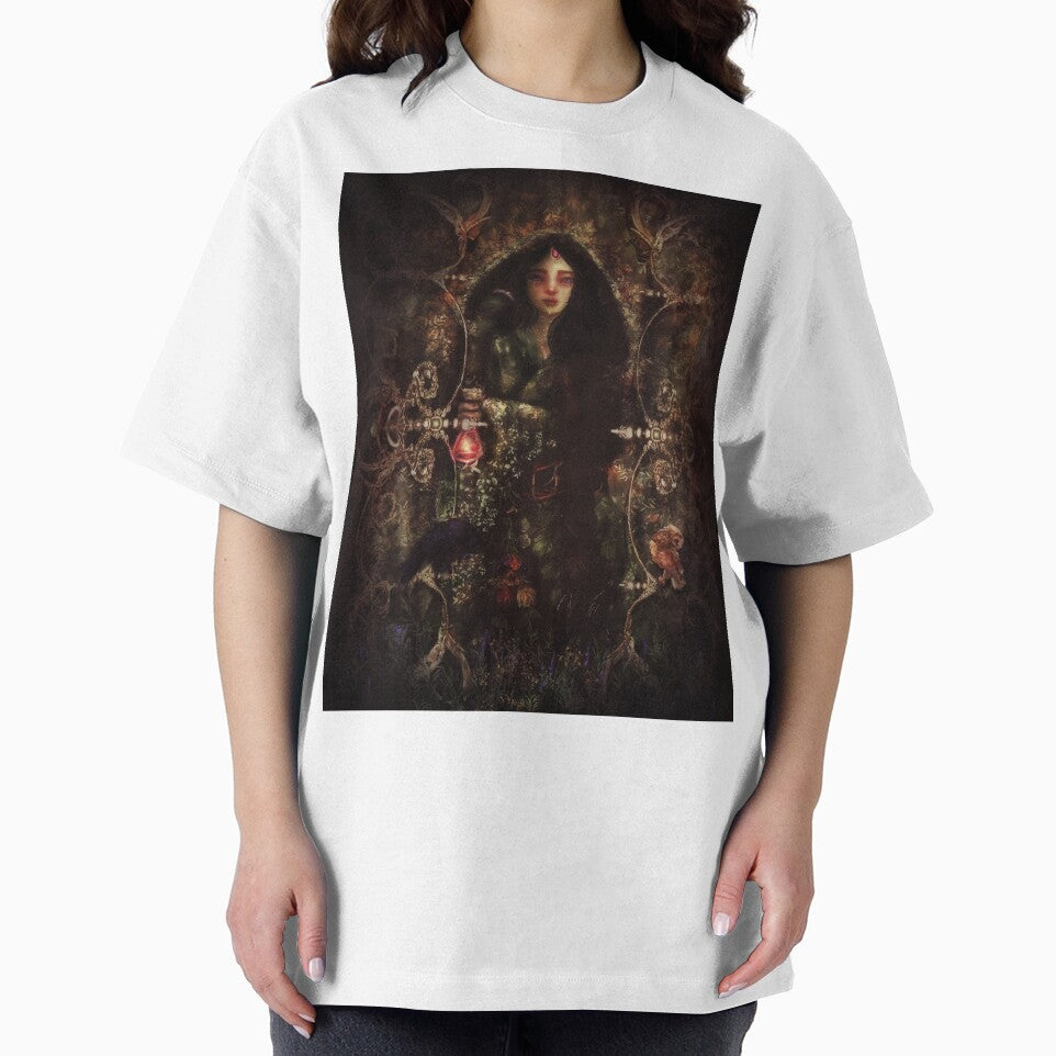 The Gathering: Forest Sorceress Gathers Wild Flowers With Raven and Owl by Monica Laipple