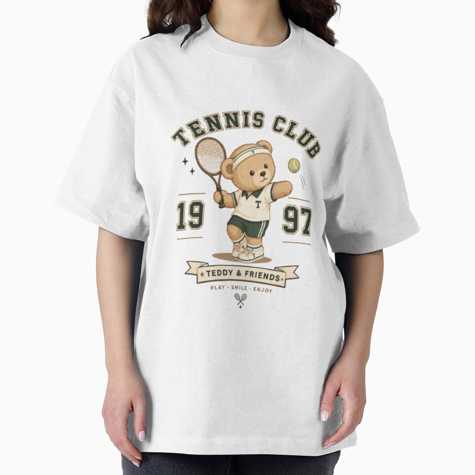 Vintage Teddy Tennis Club Cute Bear Tennis Player Retro Sports Aesthetic by AveniaOficial