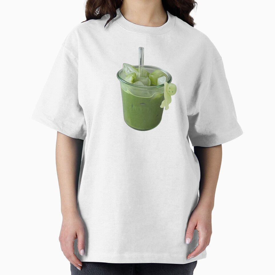 iced matcha latte with smiski by g0r0mi