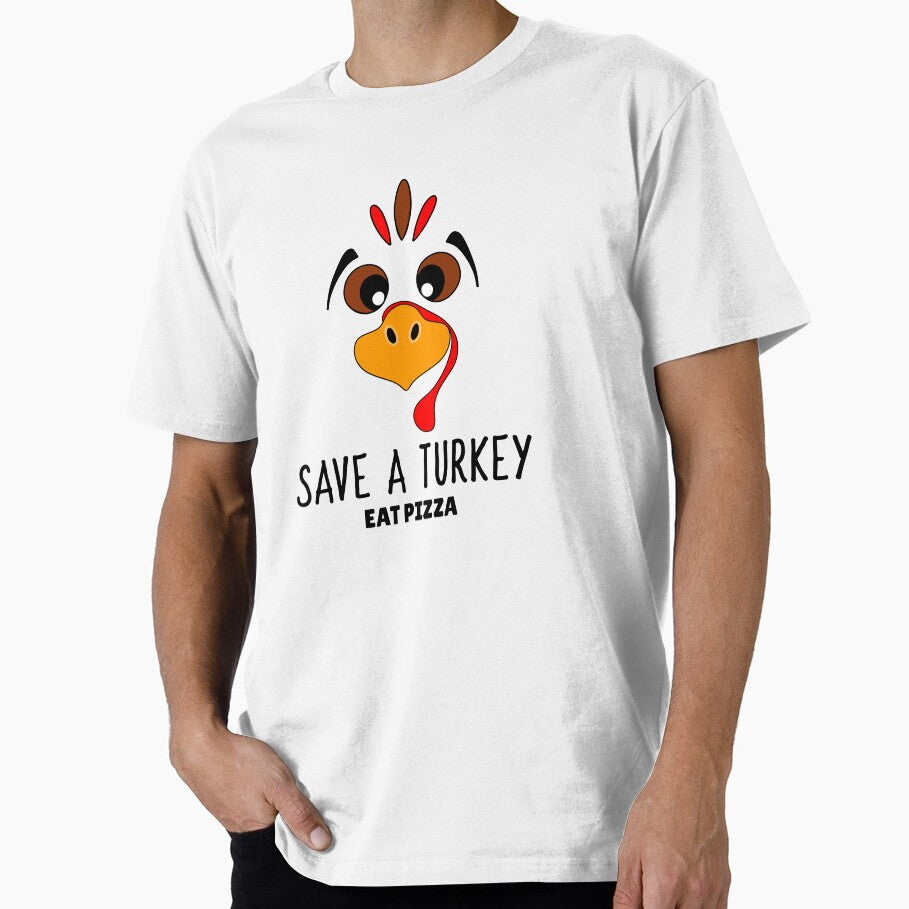 Save A Turkey Eat Pizza Funny Turkey Face by Sartoris Art