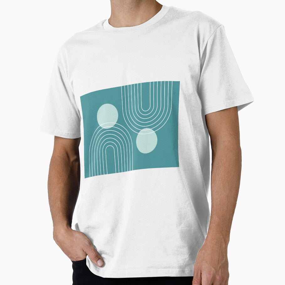Mid Century Modern Geometric 72 in Teal Green (Rainbow and Sun Abstraction) by nineFlorals