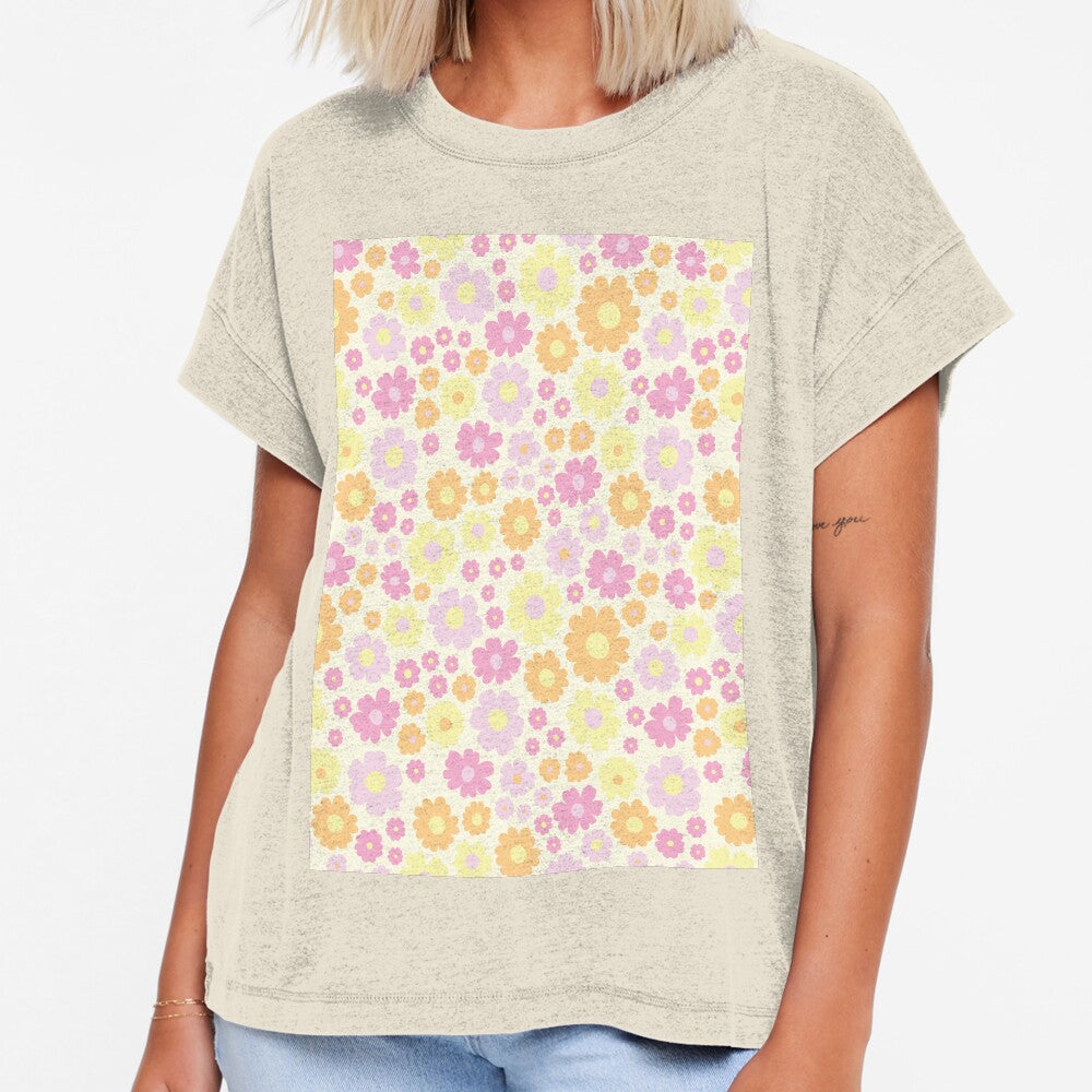 GROOVY RETRO FLOWER POWER GIRLY 70S AND 60S STYLE PINK AND YELLOW by blomastudios