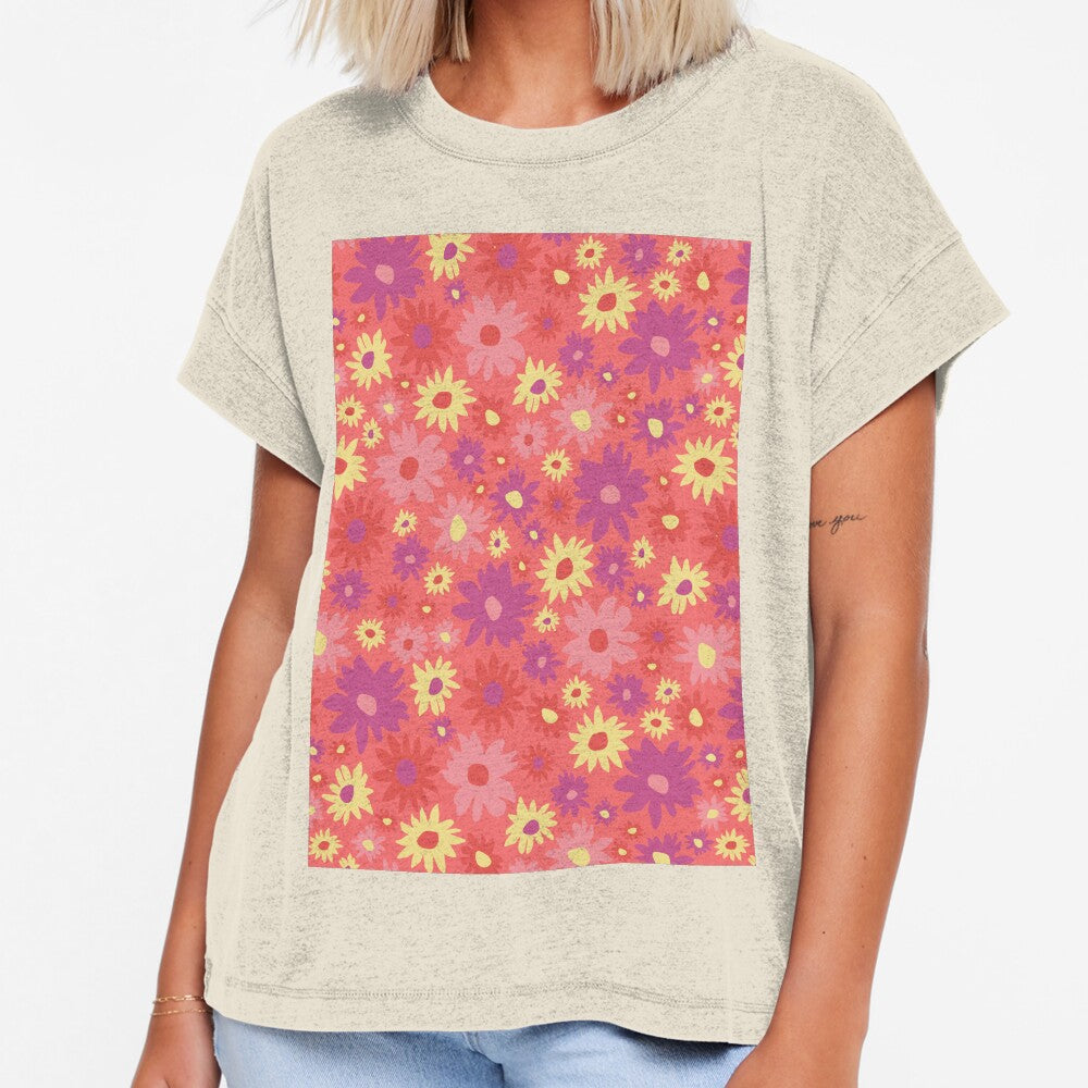 RETRO GROOVY AND FUN FLOWERS PINK PURPLE YELLOW by blomastudios