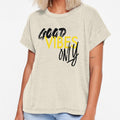 Modern, vibrant, fun, cheerful graphic design of "Good Vibes Only" by theendup