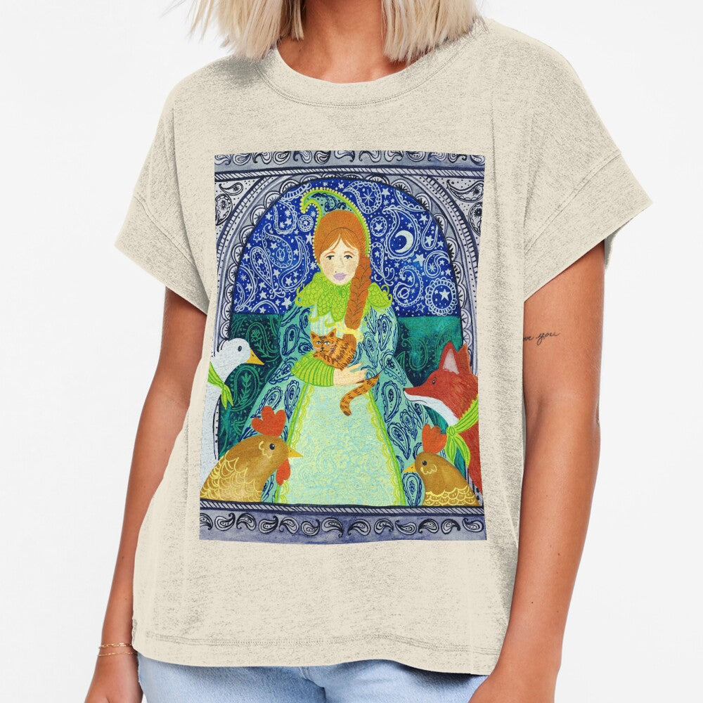 Enchanting Folk Woman with Animals - Vibrant Art Print Illustration Watercolor Art by Jemma Jamie Skidmore by Jemma Jamie Skidmore