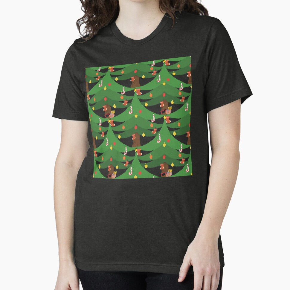 Cute Christmas Tree Seamless Pattern – Festive Holiday Illustration with Ornaments & Gifts” by A-sam9